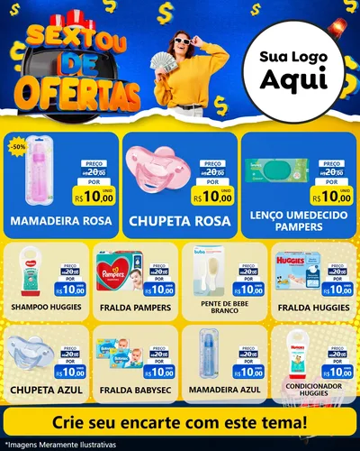 Modelo de Rede Social para Feed Instagram com o tema Sextou de Ofertas para Bebês