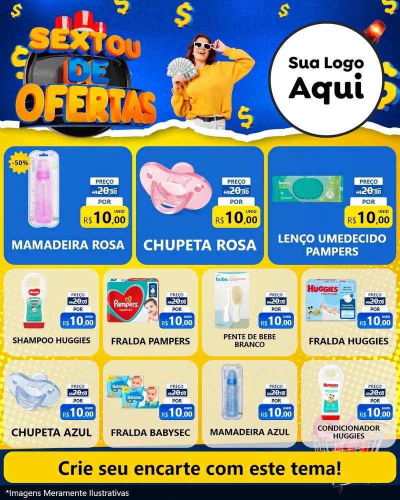Modelo de Rede Social para Feed Instagram com o tema Sextou de Ofertas para Bebês