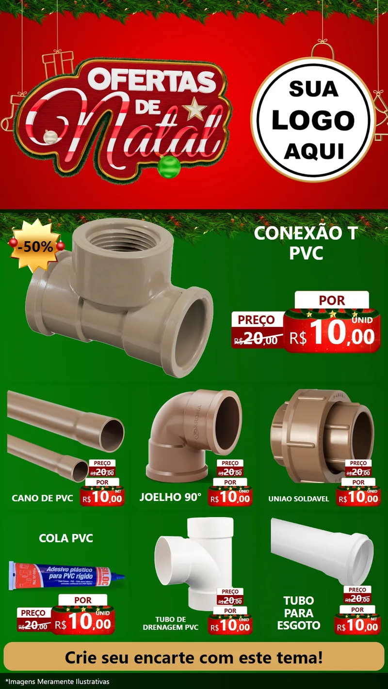 Modelo de Rede Social para Stories com o tema Ofertas de Natal para Tubos e conexões