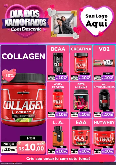 Modelo de Encarte para Encarte A4 Vertical com o tema Dia Dos Namorados Com Desconto para Suplementos alimentares