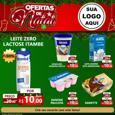 Modelo de Rede Social para Feed Facebook com o tema Ofertas de Natal para Frios e Laticínios
