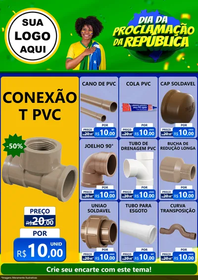 Modelo de Encarte para Encarte A4 Vertical com o tema Dia Da Proclamação Da República para Tubos e conexões