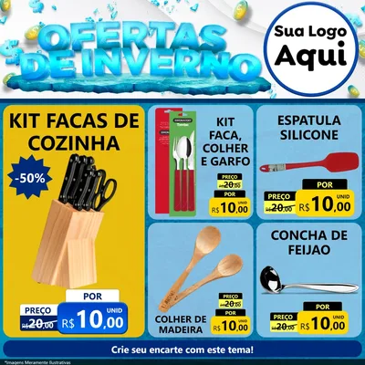 Modelo de Rede Social para Feed Facebook com o tema Ofertas de Inverno para Utilidades Domésticas
