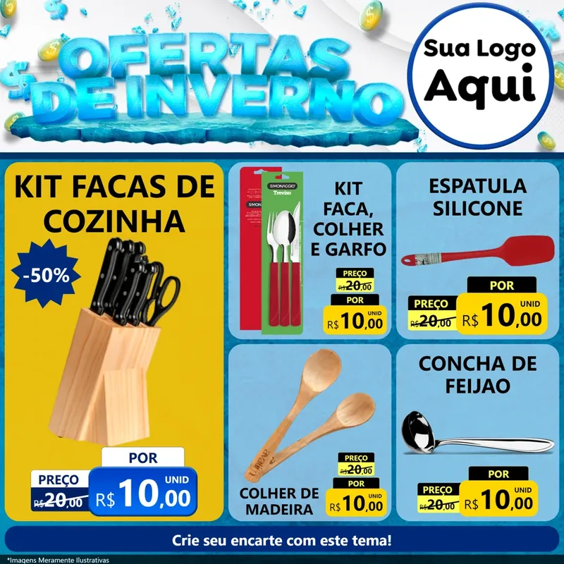 Modelo de Rede Social para Feed Facebook com o tema Ofertas de Inverno para Utilidades Domésticas