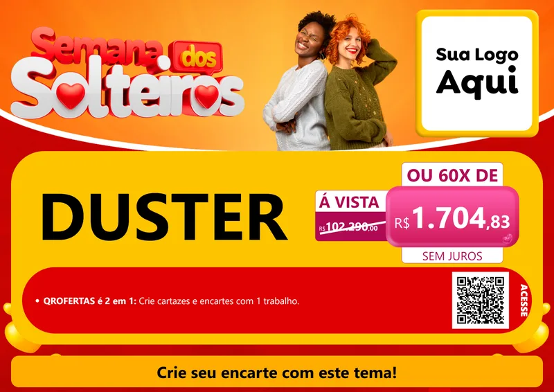 Modelo de Cartaz para Cartaz A4 Horizontal com o tema Semana dos Solteiros para Concessionaria de Carros