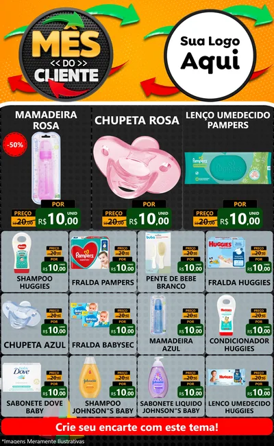 Modelo de Encarte para Encarte Grande com o tema Mês do Cliente para Bebês