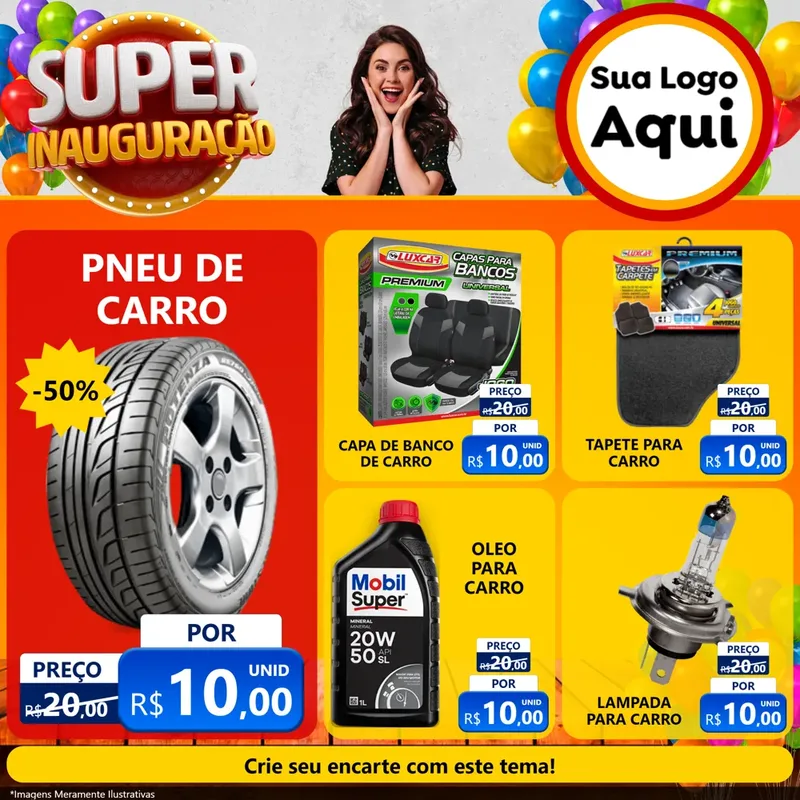 Modelo de Rede Social para Feed Facebook com o tema Super Inauguração para Auto peças