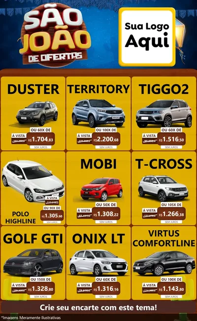 Modelo de Encarte para Encarte Grande com o tema São João Ofertas Imbatíveis! - Junina para Concessionaria de Carros