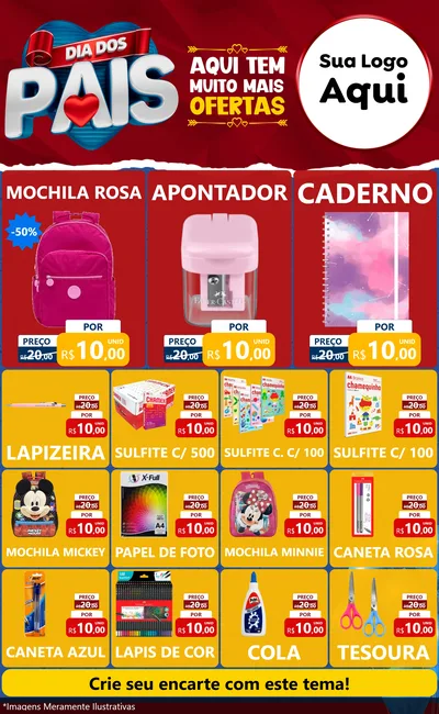 Modelo de Encarte para Encarte Grande com o tema Dia dos Pais para Papelaria