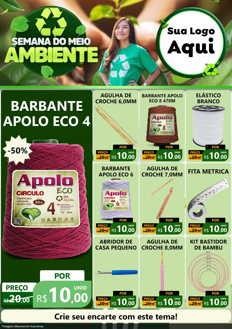Modelo de Encarte para Encarte A4 Vertical com o tema Semana do Meio Ambiente para Armarinho e Aviamentos