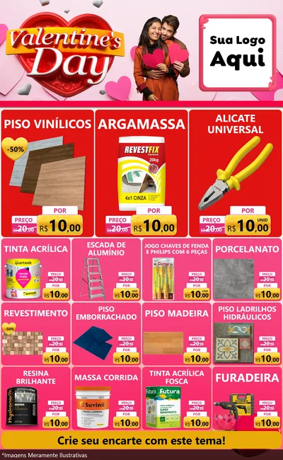 Modelo de Encarte para Encarte Grande com o tema Valentine's Day para Material para Construção