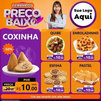 Modelo de Rede Social para Feed Facebook com o tema Semana do Preço Baixo para Salgadaria