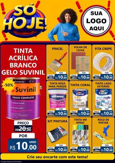 Modelo de Encarte para Encarte A4 Vertical com o tema Só Hoje! para Tintas e Ferramentas