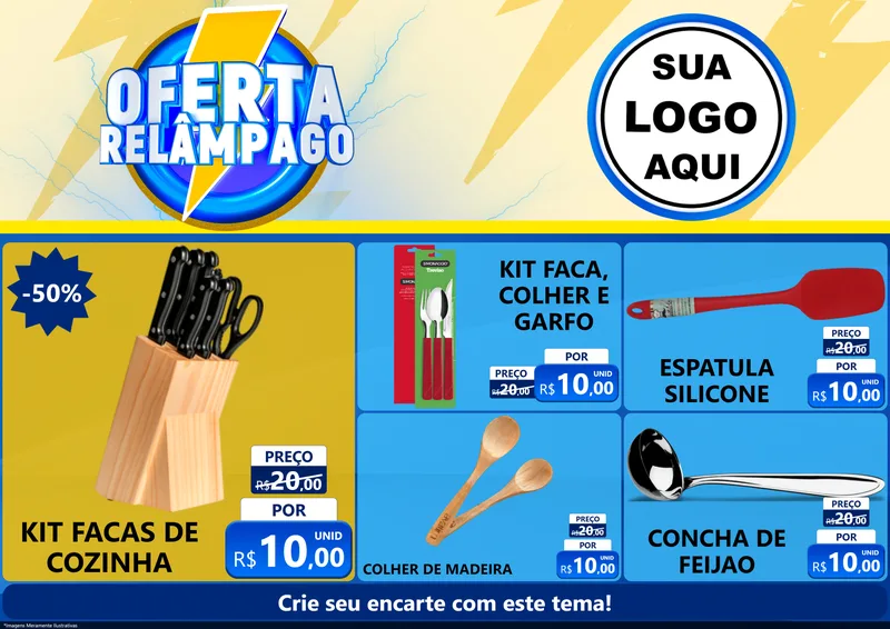 Modelo de Encarte para Encarte A4 Horizontal com o tema Oferta Relâmpago para Utilidades Domésticas