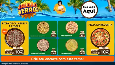 Modelo de TV para TV Horizontal com o tema Saldão de Verão para Pizzaria
