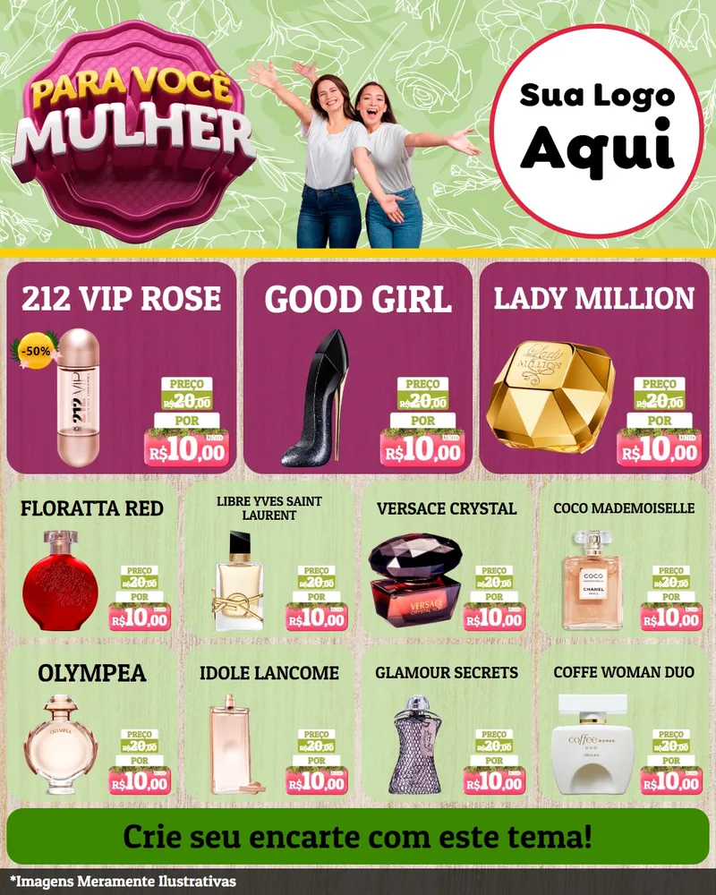 Modelo de Rede Social para Feed Instagram com o tema Para Você Mulher para Perfumes