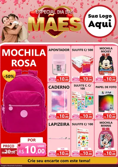 Modelo de Encarte para Encarte A4 Vertical com o tema Especial Dia Das Mães para Papelaria