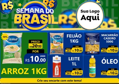 Modelo de Encarte para Encarte A4 Horizontal com o tema Semana Do Brasil para Supermercado