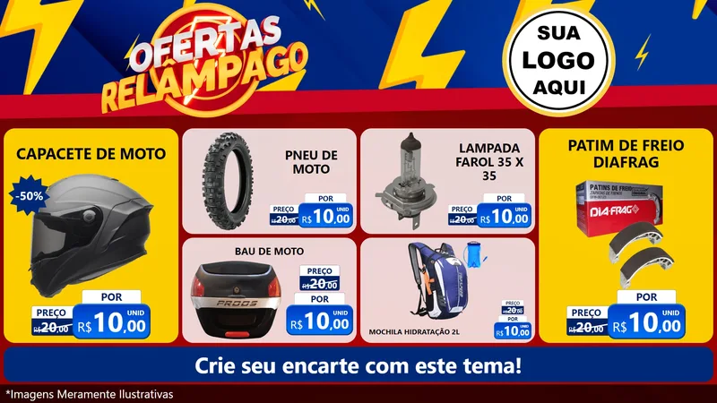 Modelo de TV para TV Horizontal com o tema Ofertas Relâmpago para Moto peças