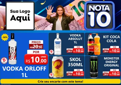 Modelo de Encarte para Encarte A4 Horizontal com o tema Nota 10 para Distribuidora de bebidas