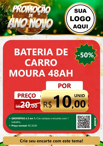 Modelo de Cartaz para Cartaz A4 Vertical com o tema Promoção de Ano Novo para Baterias Elétricas