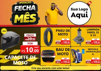 Modelo de Encarte para Encarte A4 Horizontal com o tema Operação Fecha Mês para Moto peças