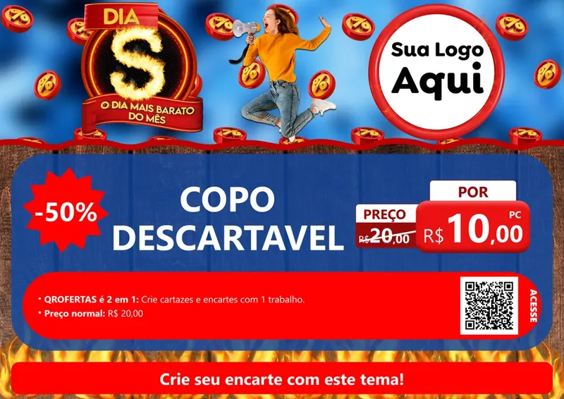 Modelo de Cartaz para Cartaz A4 Horizontal com o tema Dia S - O Dia Mais Barato Do Mês para Embalagens