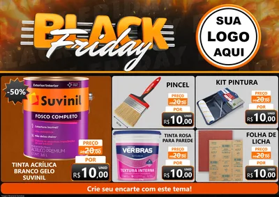 Modelo de Encarte para Encarte A4 Horizontal com o tema Black Friday para Tintas e Ferramentas
