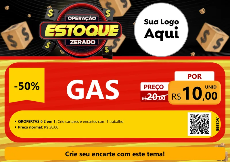 Modelo de Cartaz para Cartaz A4 Horizontal com o tema Operação Estoque Zerado para Água e gás