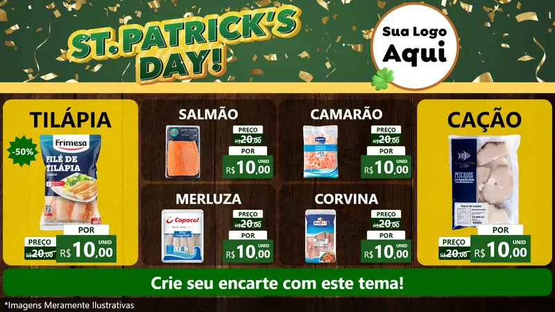 Modelo de TV para TV Horizontal com o tema St Patriks Day para Peixaria