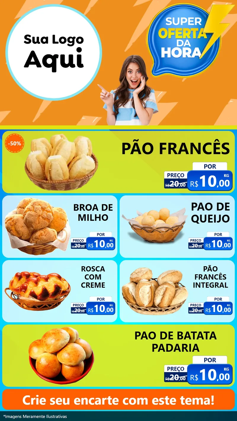 Modelo de TV para TV Vertical com o tema Super Oferta da Hora para Padaria