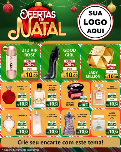 Modelo de Rede Social para Feed Instagram com o tema Ofertas de Natal para Perfumes