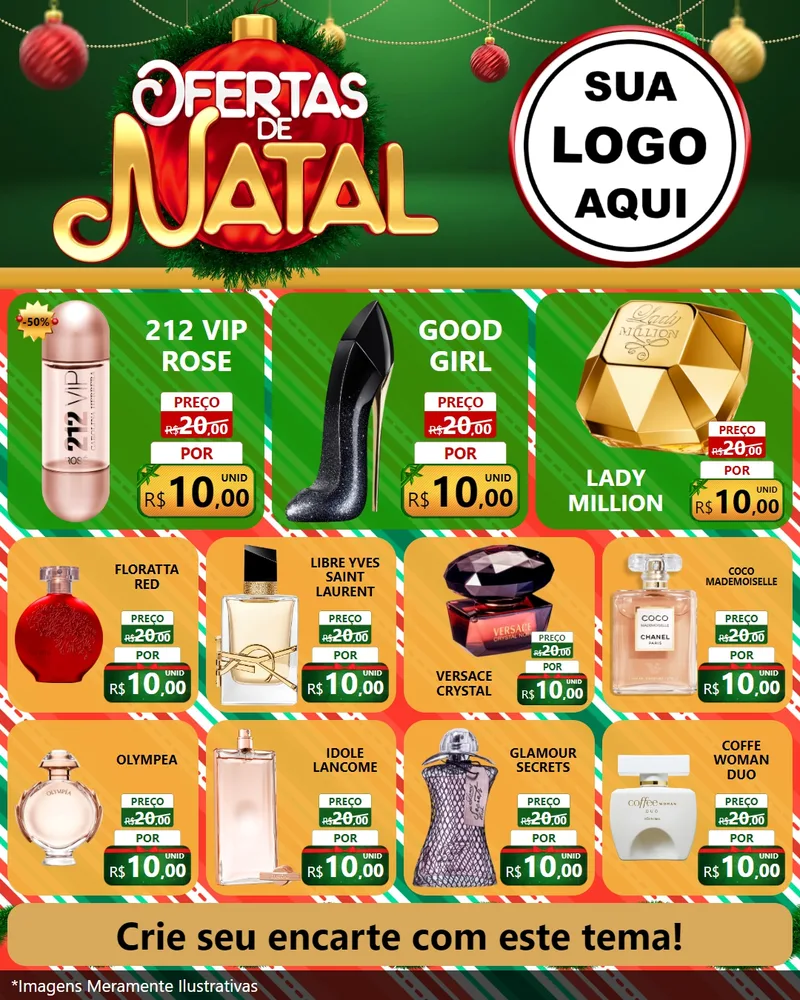 Modelo de Rede Social para Feed Instagram com o tema Ofertas de Natal para Perfumes