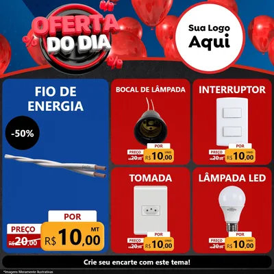 Modelo de Rede Social para Feed Facebook com o tema Oferta do Dia para Materiais Elétricos