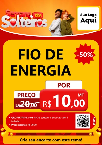 Modelo de Cartaz para Cartaz A4 Vertical com o tema Semana dos Solteiros para Materiais Elétricos