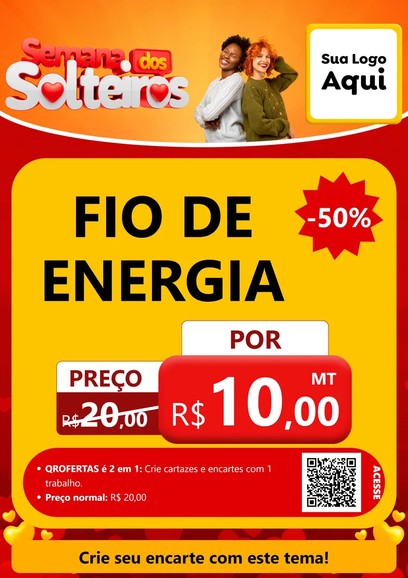 Modelo de Cartaz para Cartaz A4 Vertical com o tema Semana dos Solteiros para Materiais Elétricos