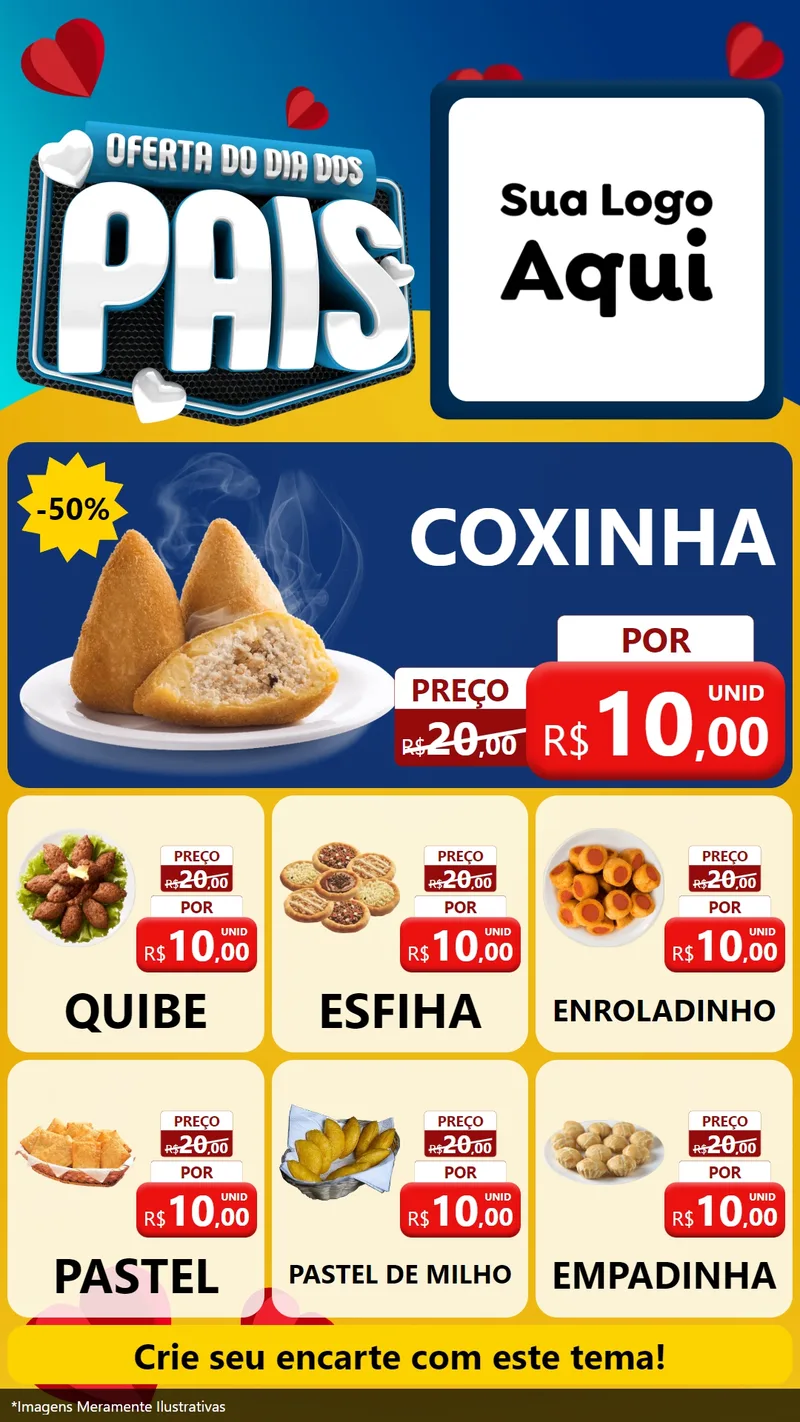 Modelo de Rede Social para Stories com o tema Oferta Do Dia Dos Pais para Salgadaria