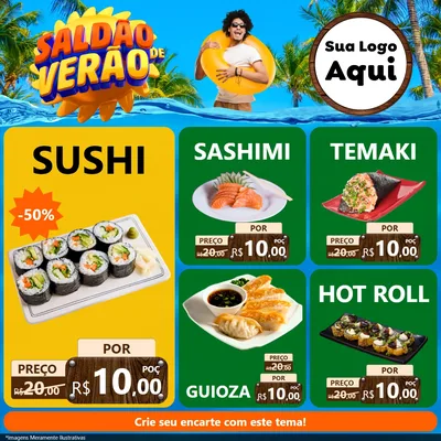 Modelo de Rede Social para Feed Facebook com o tema Saldão de Verão para Comida japonesa