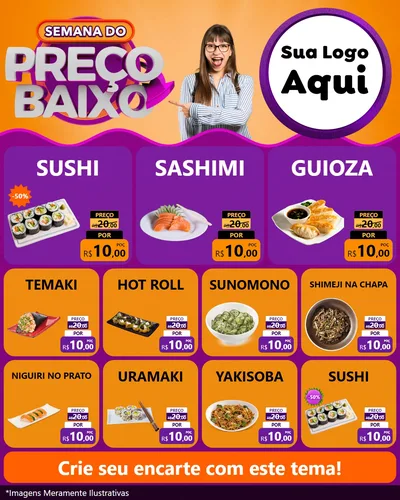 Modelo de Rede Social para Feed Instagram com o tema Semana do Preço Baixo para Comida japonesa