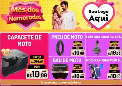 Modelo de Encarte para Encarte A4 Horizontal com o tema Mês dos Namorados para Moto peças