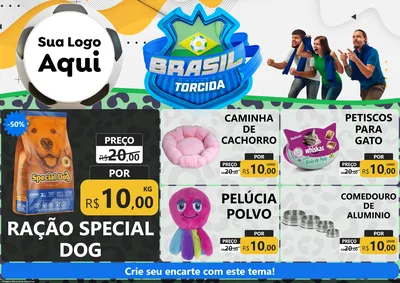 Modelo de Encarte para Encarte A4 Horizontal com o tema Brasil Torcida - Copa para Pet Shop