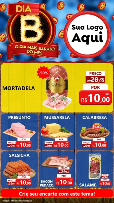 Modelo de Rede Social para Stories com o tema Dia B - O Dia Mais Barato Do Mês para Frios e Laticínios
