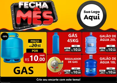 Modelo de Encarte para Encarte A4 Horizontal com o tema Fecha Mês para Água e gás