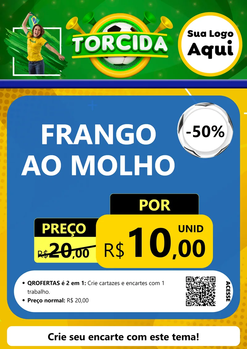 Modelo de Cartaz para Cartaz A4 Vertical com o tema Torcida para Restaurante