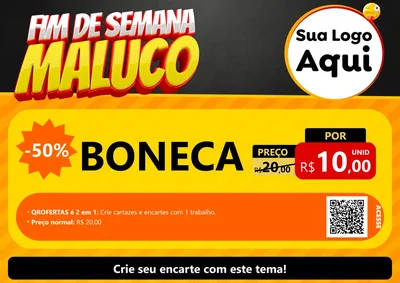 Modelo de Cartaz para Cartaz A4 Horizontal com o tema Final de Semana Maluco para Brinquedos