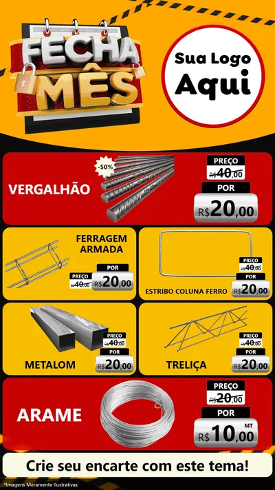 Modelo de TV para TV Vertical com o tema Fecha Mês para Ferragens