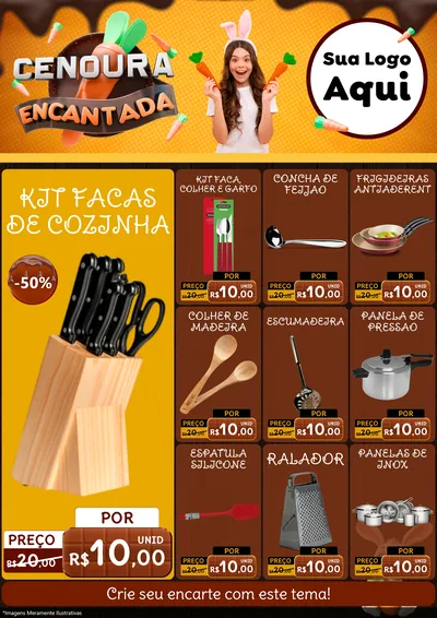 Modelo de Encarte para Encarte A4 Vertical com o tema Cenoura Encantada - Páscoa para Utilidades Domésticas