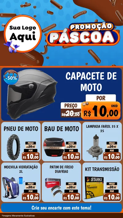 Modelo de Rede Social para Stories com o tema Promoção Páscoa para Moto peças