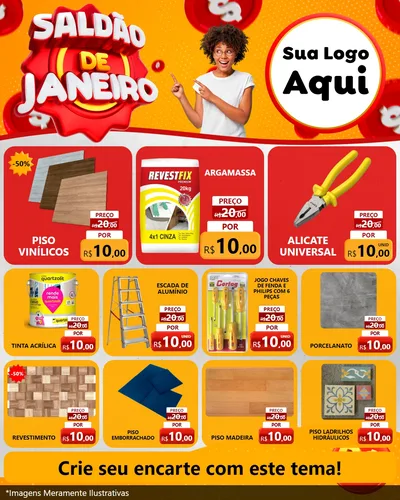 Modelo de Rede Social para Feed Instagram com o tema Saldão de Janeiro para Material para Construção