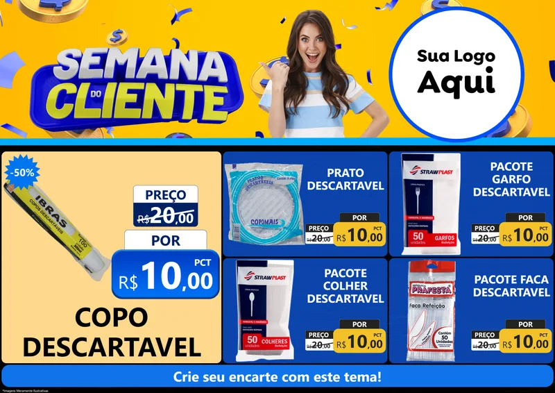 Modelo de Encarte para Encarte A4 Horizontal com o tema Semana do Cliente para Embalagens